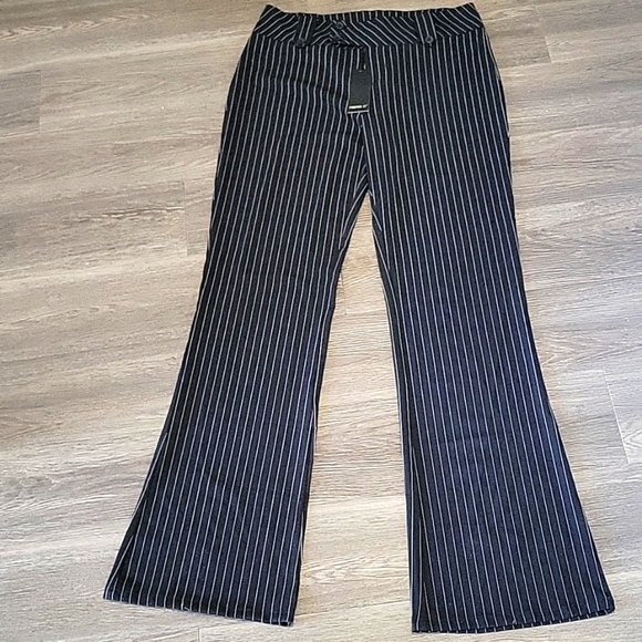 Black Striped Women Pants - Picture 1 of 8